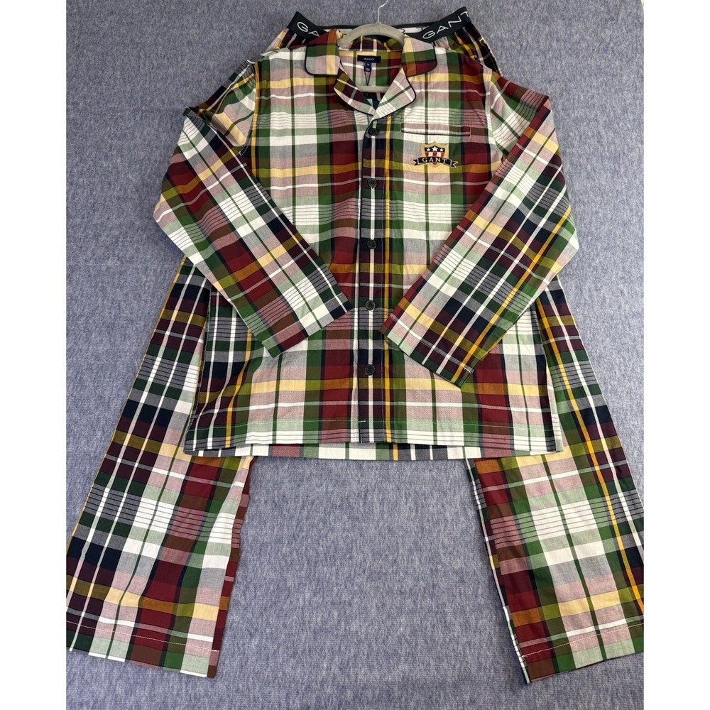 GANT Men's Tartan Check Plaid PJ Pants and‎ Shirt Evening Blue Sz Medium NWT